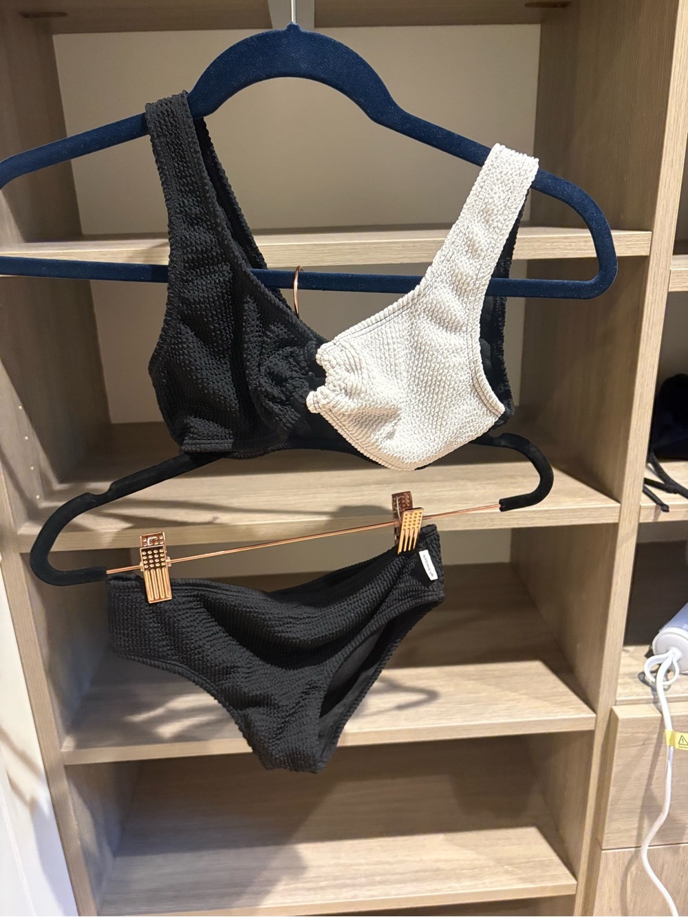 Limeapple Girls Black & Cream Textured Two-Piece Swim Set